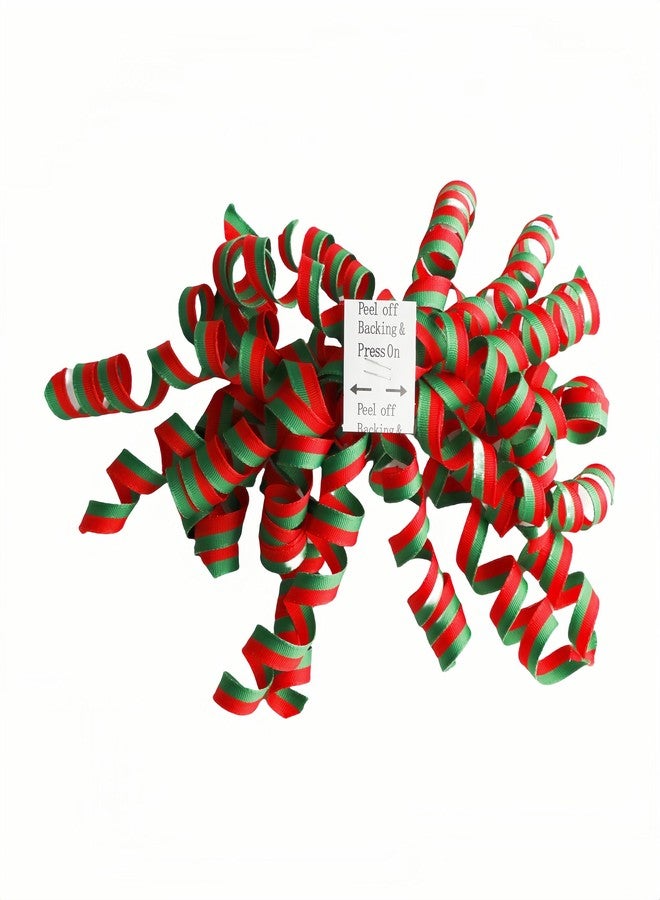 Meseey 6 Pcs Red and Green Christmas Curly Ribbon Bows 6 Inch Gift Bow Self Adhesive Gift Wrapping Bow for Presents, Wine Bottle, Treat Bags, Birthday, Wedding Party Favors (rea and Green) - Image 4